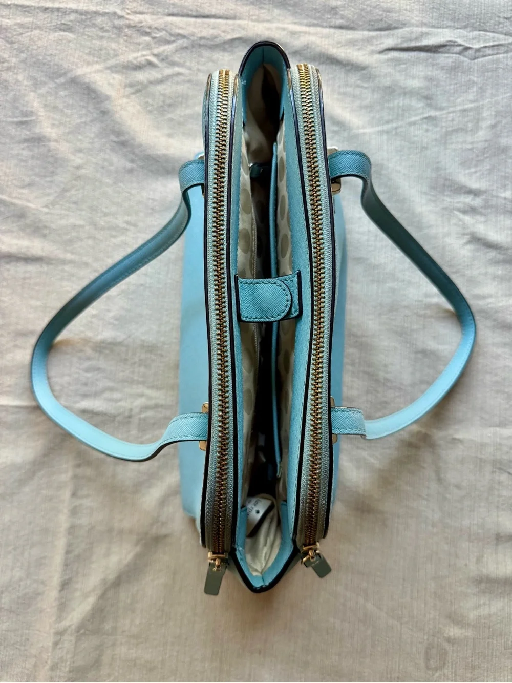 Kate Spade Newbury Lane Miles Tote Grace Blue Saffiano Leather Shoulder Bag